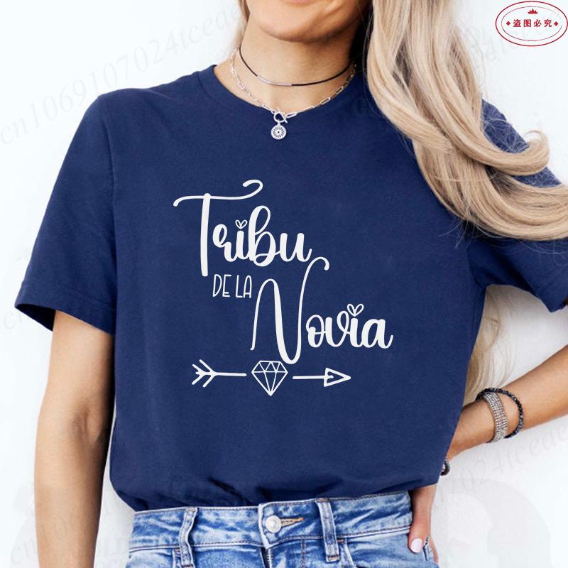 Mode Spansk Team Bride Squad T-shirt Möhippa Bröllop Y2k Toppar Kvinna Möhippa T-shirts Kortärmade Skjortor