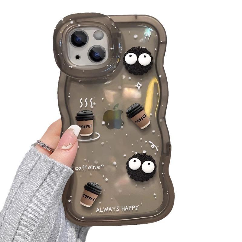 Cookie Coffee Dolls Suitable for Apple 15PRO Mobile Phone Case 14 Transparent Anti-fall 16 Invisible Double Bracket 13/12 Women
