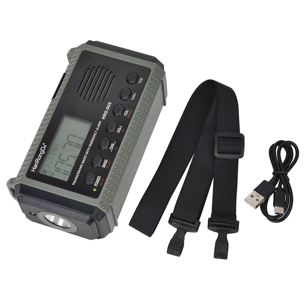 HanRongDa HRD 905 All band Radio AM FM SW WB Radio Outdoor Emergency Radio with SOS Alarm Flashlight Reading Light
