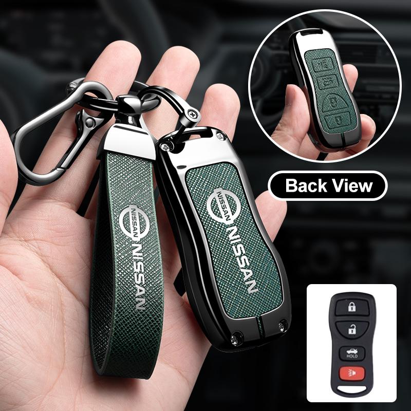 

For Nissan Versa X-Trail T33 Serena Rouge Kicks Pathfinder Ariya Rogue 2024 Leather Key Fob Cover Case Keychain Car Accessories