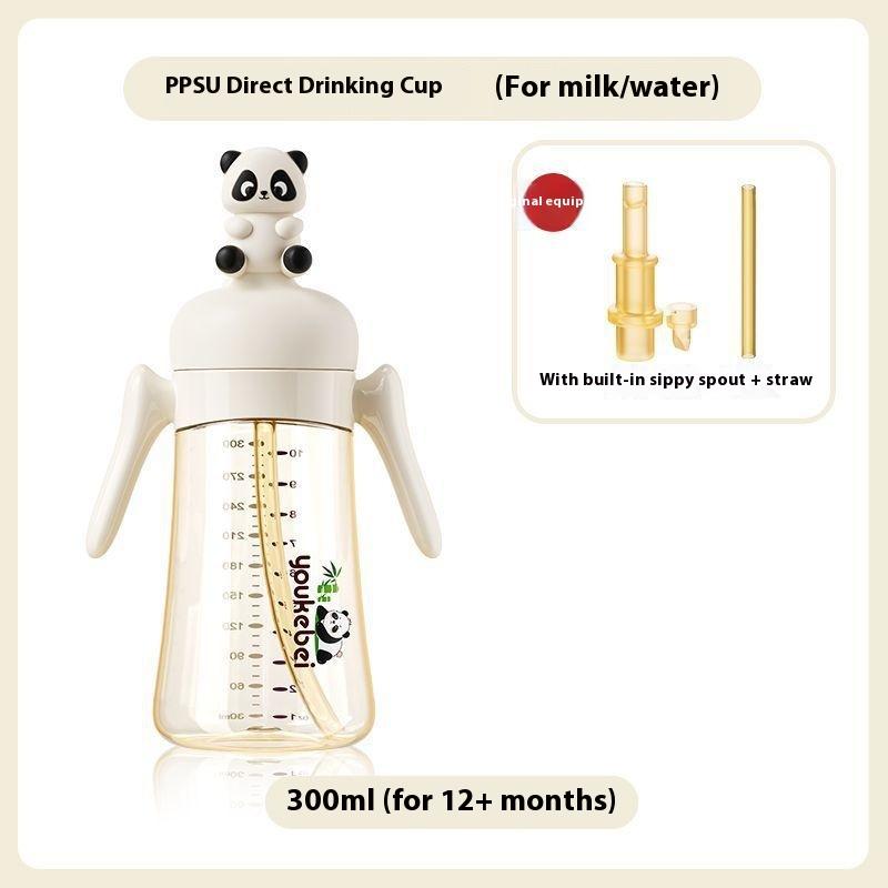 

Bottle baby learning drinking cup temperature scale anti-drop infants and children direct drinking straw cup large diameter drinking cup 1