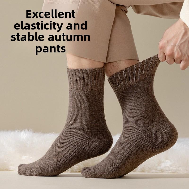 Wool Socks for Men, Mid-calf Socks, Warm and Anti-pilling Floor Socks