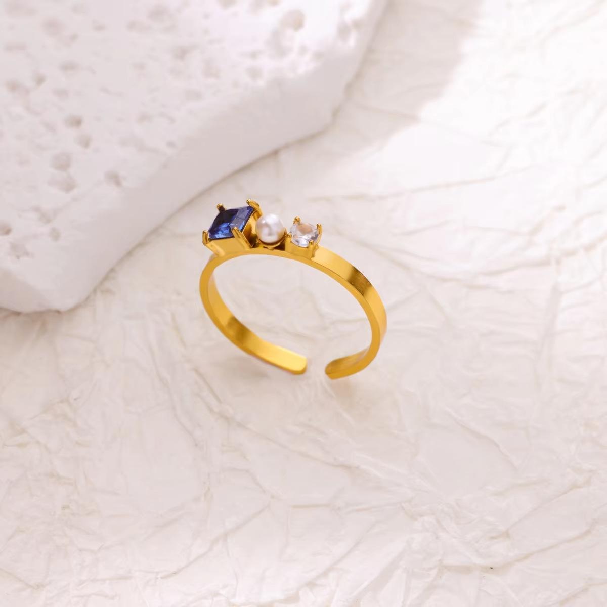 

Модное кольцо из титановой стали с ветром, луной и бабочкой, покрытое K-золотом, инкрустированное жемчугом, геометрическое, женское, для рук