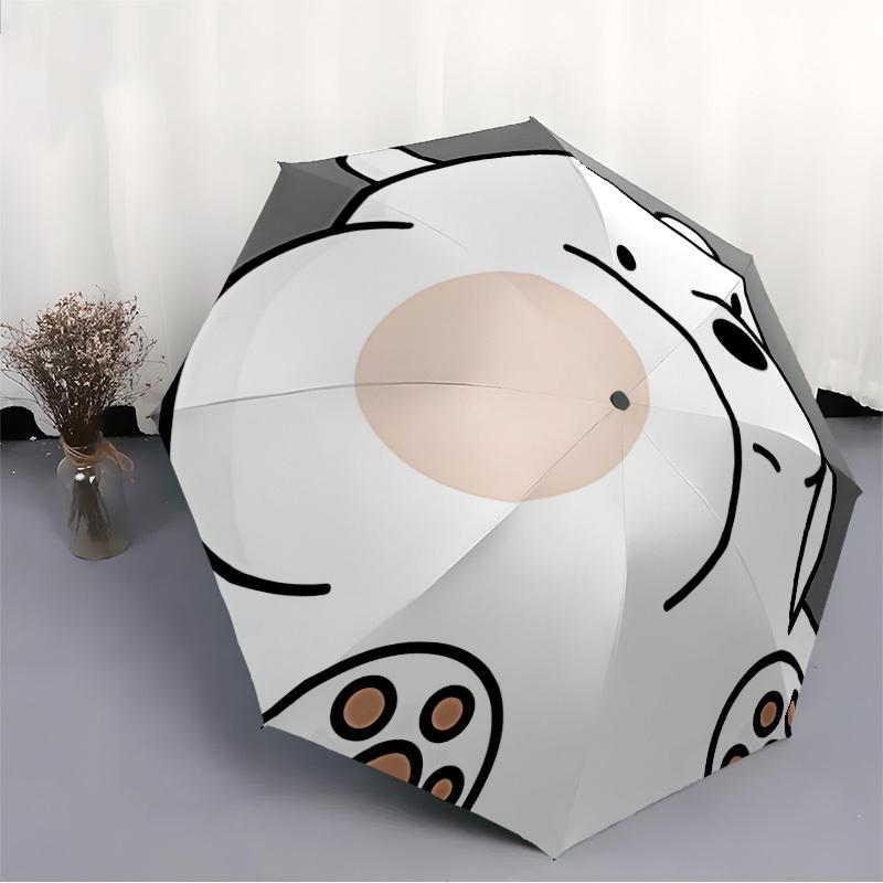 1pc We Bare Bears Friends Automatic Folding Umbrella with 8-Rib Compact & Lightweight Design, Self-Opening/ Closing,085