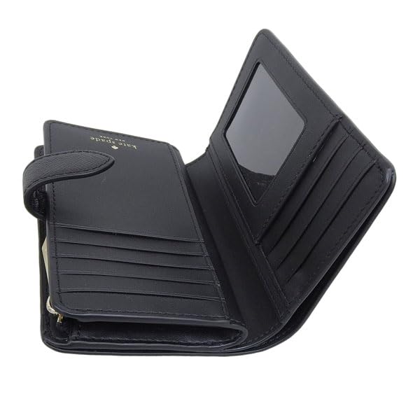 Kate Spade Madison SmallMedium Compact Bifold Wallet KC580 (Black) - Women's, Compact, Outlet Brand, Saffiano Leather.