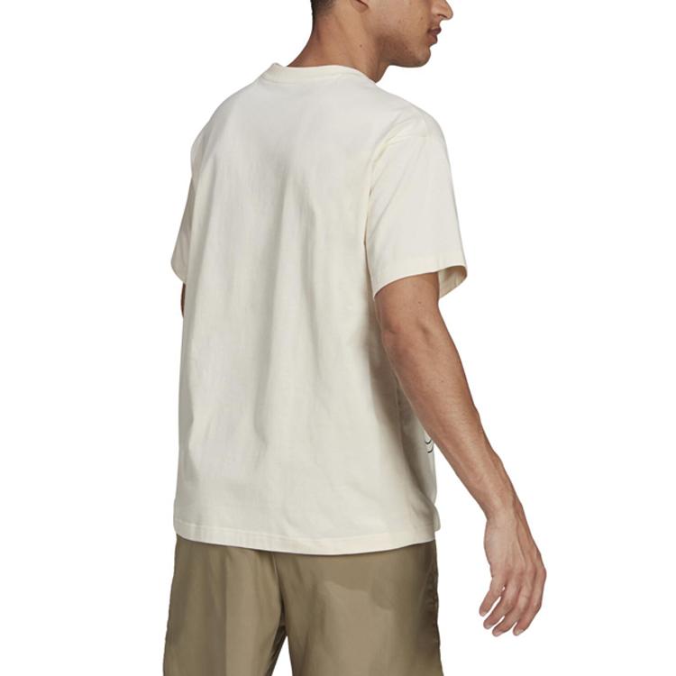 Adidas Logo Print Short Sleeve T-Shirt Unisex Tops Yellow White H14667