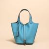 2025 Large Capacity Genuine Leather Commuter Handbag - Lychee Pattern Cowhide Bucket Bag