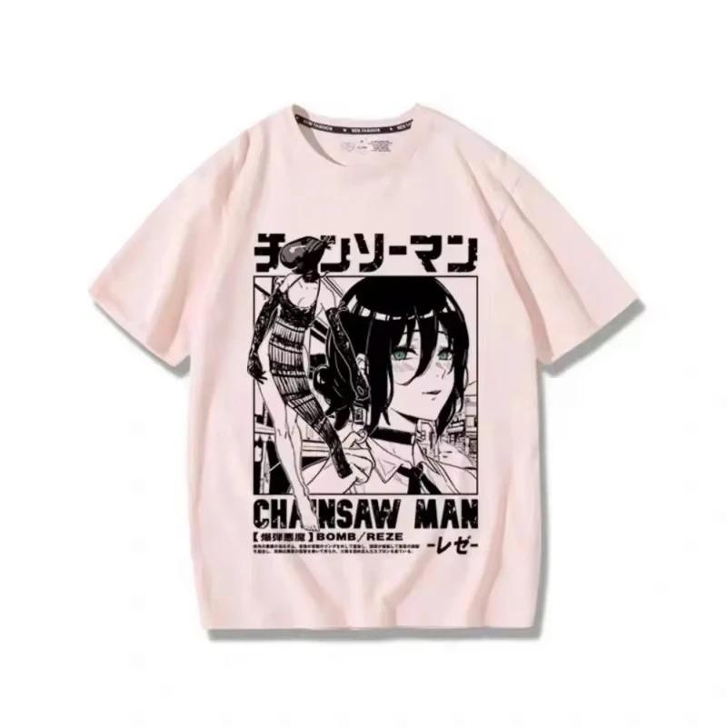 Anime Summer T-shirt Women Chainsaw Man Manga Graphic Men Cotton Short Sleeve Tee Plus Size Women Tops Summer Streetwear