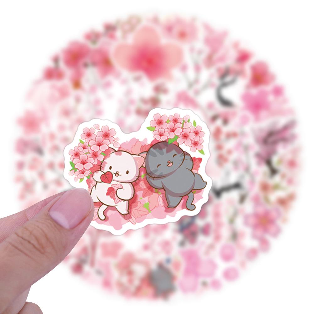 55pcs Sakura Pink Flower Stickers for Journals & DIY