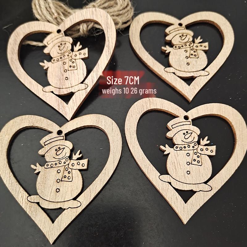 

Creative Wooden Christmas Tree Ornaments with Hemp Rope - DIY Holiday Decoration Approx. 6CM