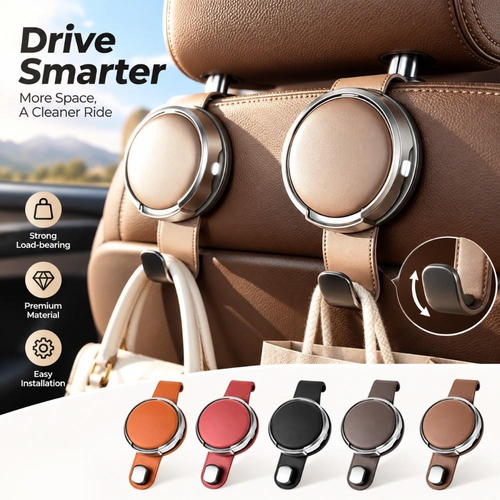 Foldable Car-mounted Water Cup Holder Metal Hook Headrest Phone Hanger Car Interior