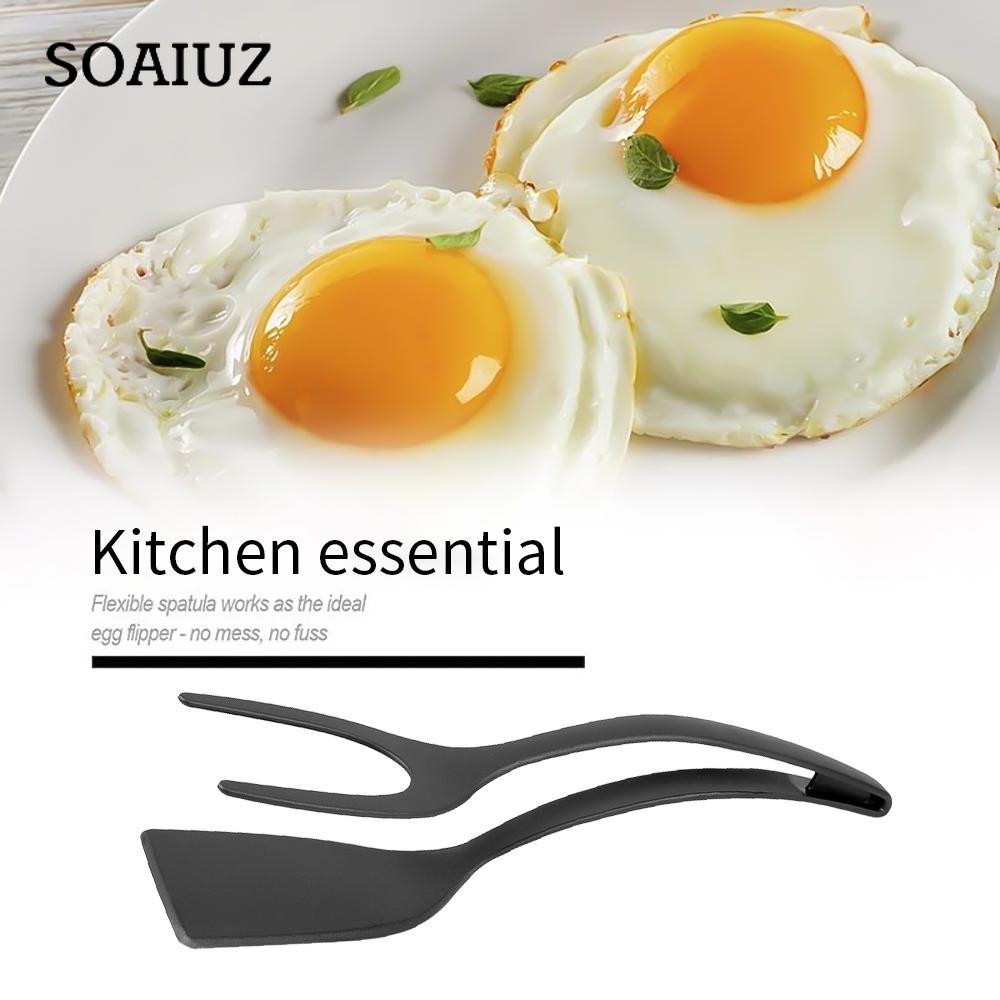 Clestă cu mâner pentru spatulă din silicon multifuncțională 2 în 1, rezistentă la căldură, pentru bucătărie de acasă, pentru gătit, pentru friptură, clătite, pentru ouă.