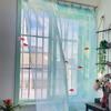 Light Blue Solid Sheer Voile Window Curtain Transparent Light Filtering Drape Soft Breathable For Bedroom Living Room Home Decor
