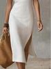 2026 European Women's Sleeveless Solid Vest & High Slit Knit Dress