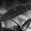 1pc Car Logo Umbrella Rain Women Men Automatic Wind Resistant Rainproof Snow Blocking Outdoor Portable Parasol For Benz AMG ZF2