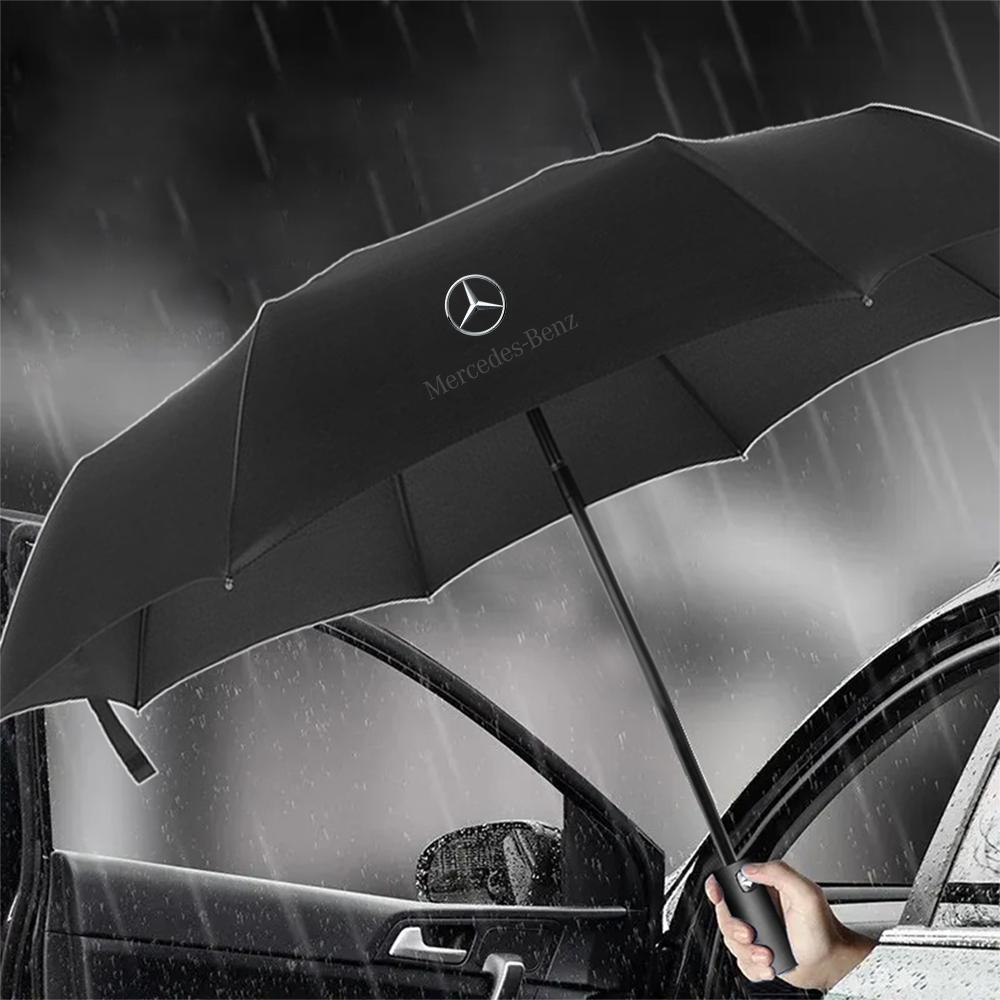 1pc Car Logo Umbrella Rain Women Men Automatic Wind Resistant Rainproof Snow Blocking Outdoor Portable Parasol For Benz AMG ZF2