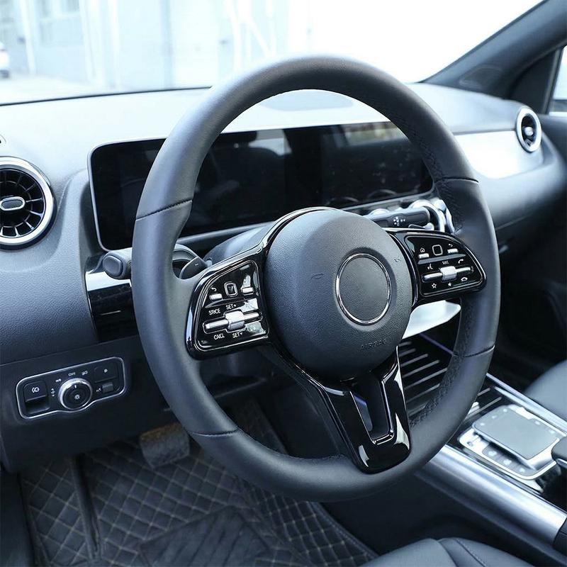 Steering Wheel Switch Panel Frame Trim Bright Black Carbon Fiber Pattern for Mercedes C E GLC GLA CLA GLS GLE Protective Cover