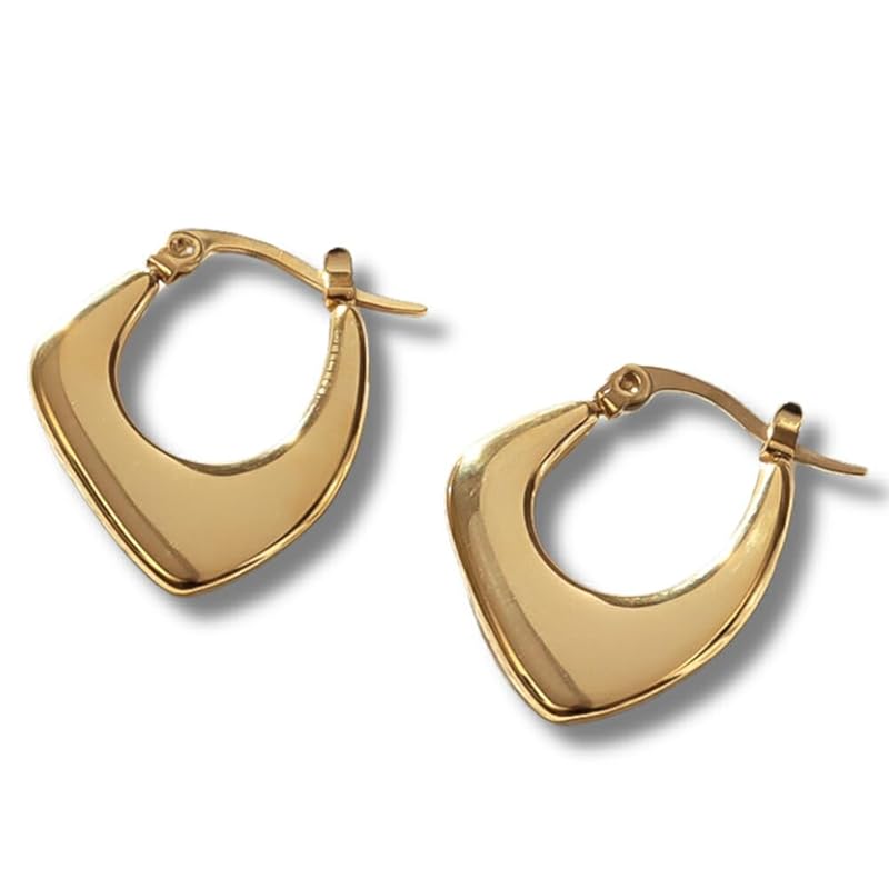 

[mico.lor] stainless earrings (244) hoop set of 2 ladies woman surgical stainless steel 316L Compatible with metal allergies gold golden