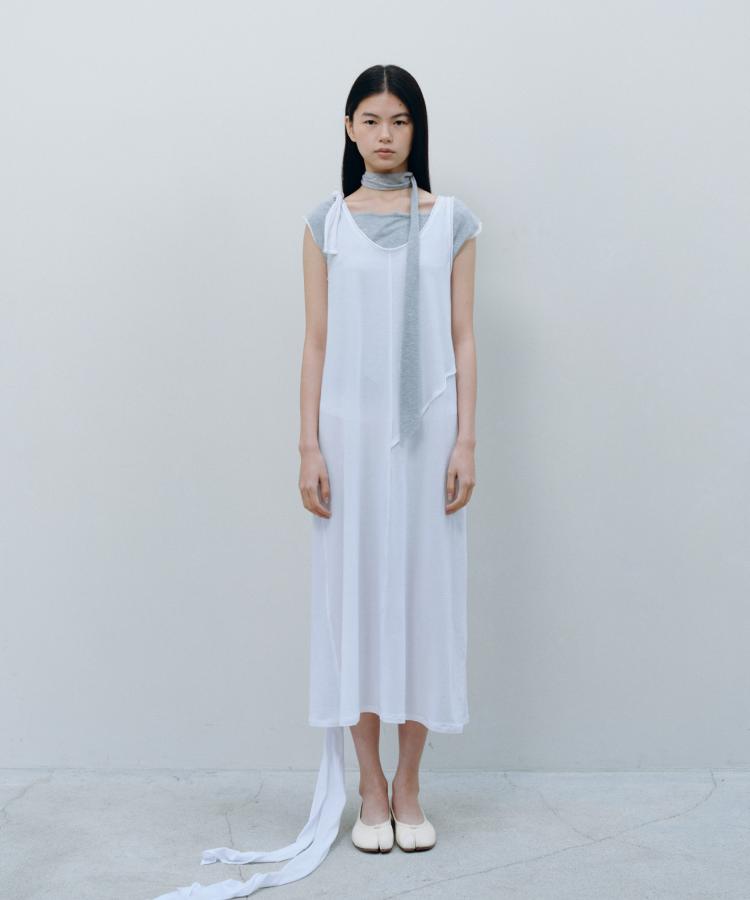 Kasel 2Way Tie Sleeveless Dress, White