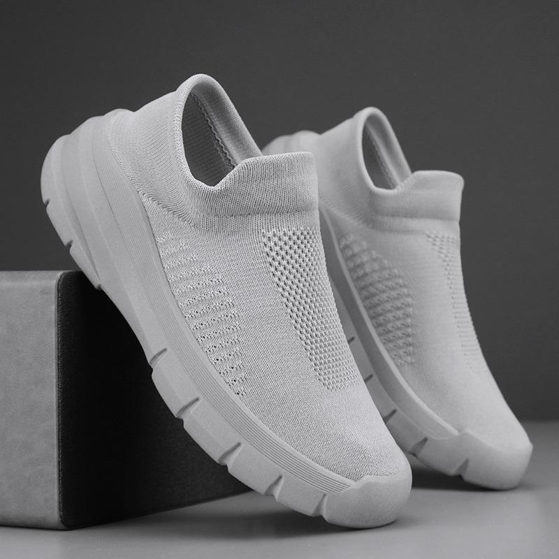 Spring and Summer New One-pedal Lazy Shoes Fly-woven Breathable Fashion Socks Sports Trendy Shoes Solid Color Versatile Men's Shoes