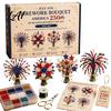 Craft Hobby for Adults America 250 Beaded Bouquet DIY Kit 4th of July Patriotic Flower 3D Kit Handmade Set 1776-2026 Independence Day Making