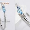 Fashion Lady Silvery Colory Color Metal Chain Bracelet Charm Cuff Peacock Blue Bangle Trinket