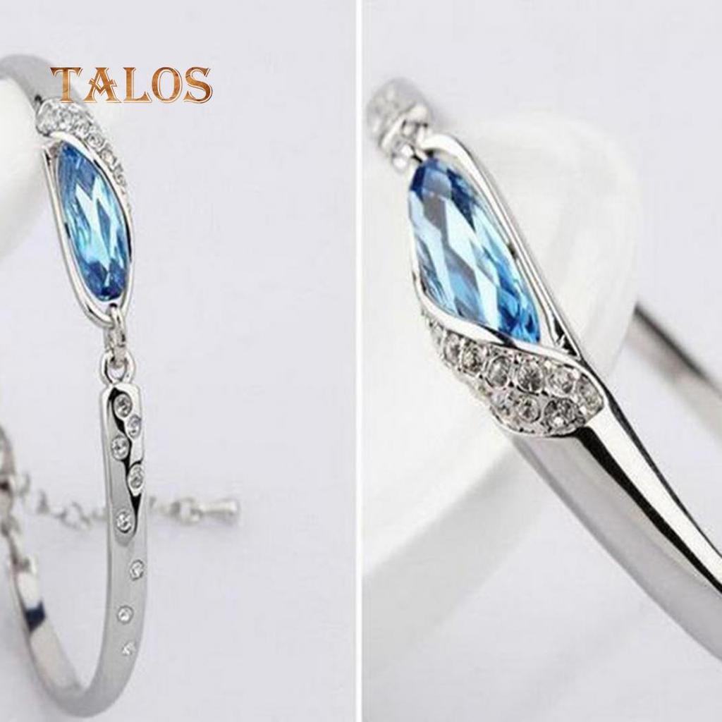 Fashion Lady Silvery Colory Color Metal Chain Bracelet Charm Cuff Peacock Blue Bangle Trinket