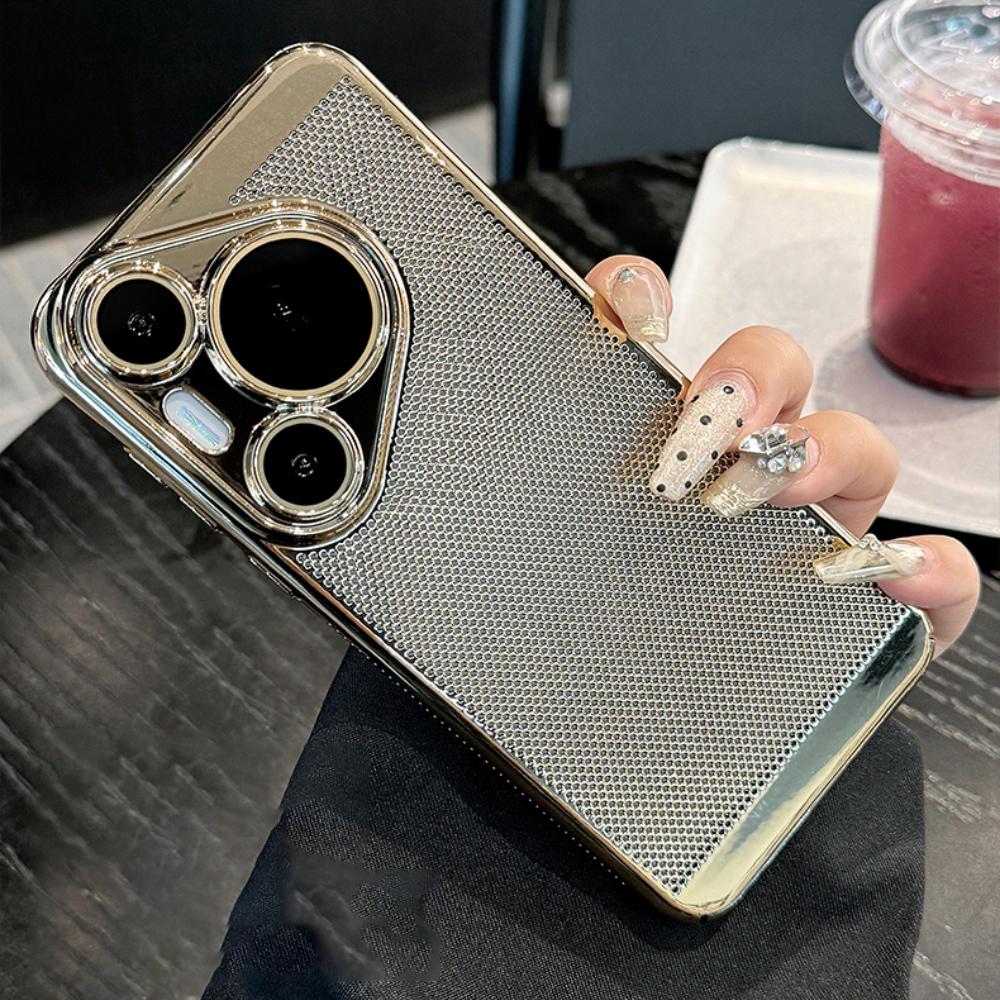 Huawei Pura 80 P80 P70 P60 P50 Pura70 Pro Plus Ultra Cooling Mesh Breathable Cover Luxury Electroplating Glossy Armor Case