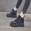 Hot Sales 7CM Genuine Leather Women Spring Hidden Heels Autumn Ankle Mid Calf Booties Boots Platform Wedge Chunky Sneaker Shoes