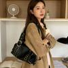 New PU Leather Women Shoulder Bag Large Capacity Y2K Fashion Rivet Handbag High Quality Motorcycle Bag Daily Use