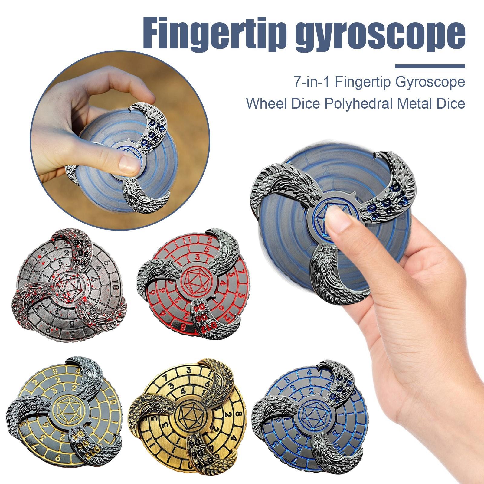 

Металлический гироскоп на кончике пальца 7-в-1, игральные кости «Подземелья и драконы», металлический ролик для игры в кости, спиннеры, игрушки-непоседы для настольных игр, игральные кости «Драконий компас» с подарочной коробкой