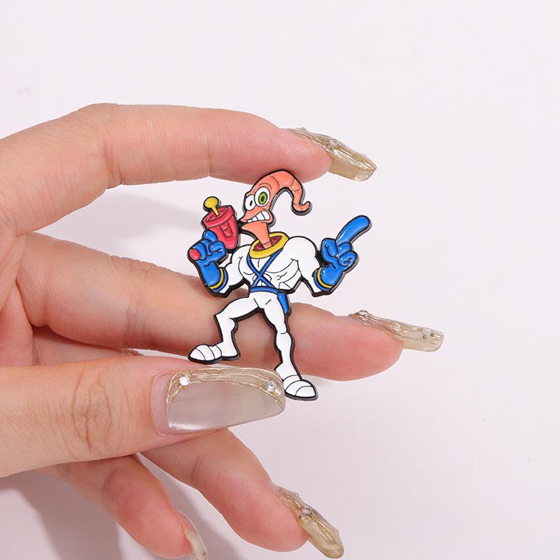 Earthworm Warrior Figure Enamel Pin Custom Cartoon Action Game Brooches Lapel Backpacks Badge Punk Jewelry Accessories Gift