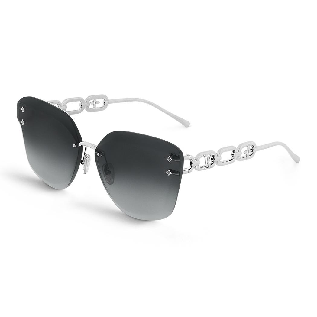 

Louis Vuitton Floral Studded Irregular Shape Sunglasses Women sunglasses Silver Z2142U F,Silver