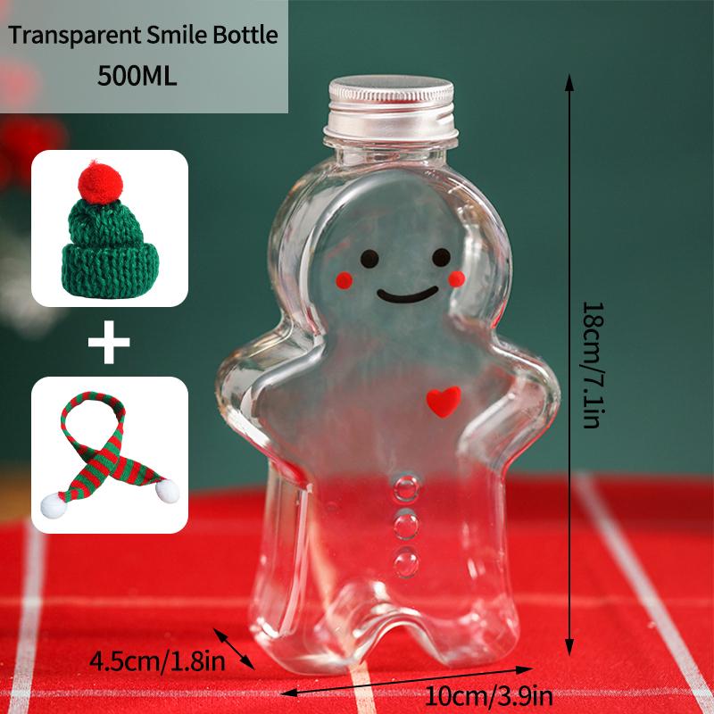 Christmas Milk Tea Cup Cute Gingerbread Man Water Bottle Snowman Tea Juice Jar Candy Plastic Kettle Xmas Navidad  Decoration