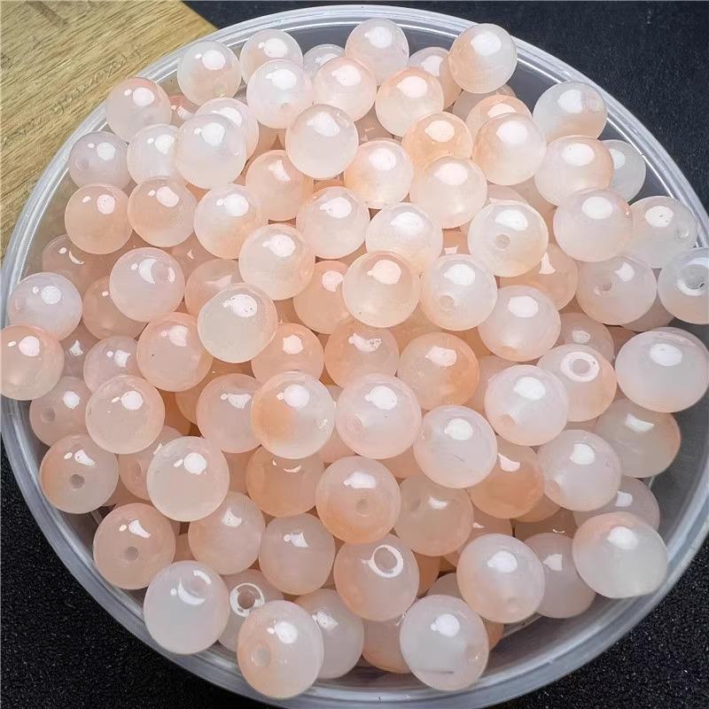 Ręcznie robione szklane koraliki dwukolorowe 8mm do DIY, akcesoria do bransoletki i naszyjnika z efektem gradacji