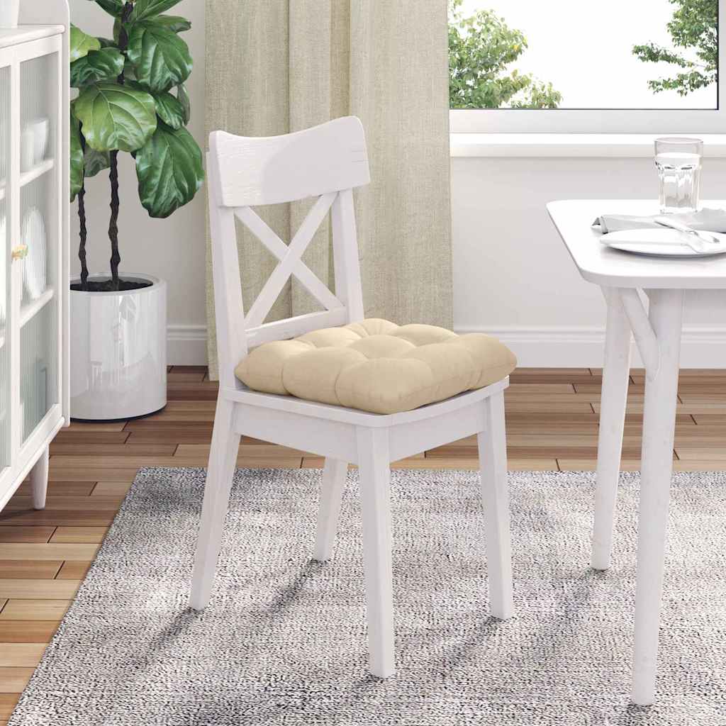Seat Cushions 4 Pcs Cream 40 X 40 Cm Microfiber Fabric