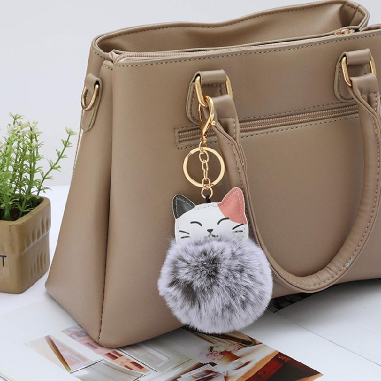 Elegante Schlüsselkette Weicher Haarbällchen Katzenanhänger Schlüsselanhänger Charm für Auto oder Tasche Schlüssel