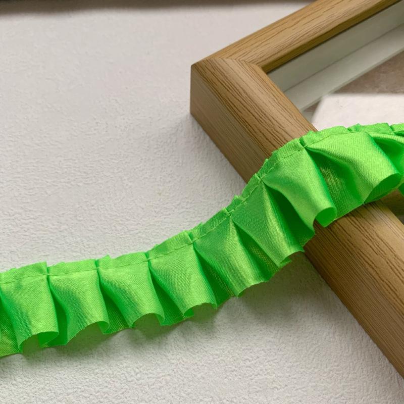 

5yards 25mm Satin Ruffle Lace Trim Pleated Ribbon Tape for DIY Doll Clothing Dresses Hat Decor Sewing Supplies Craft Accessories 25mm-5yards флуоресцентный зеленый