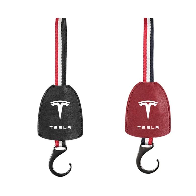 Car Sticker Tesla 1pcs Leather Car Seat Back Hooks Portable Hanging Bag Rack For Tesla 3 S X Y Cybertruck Roadster