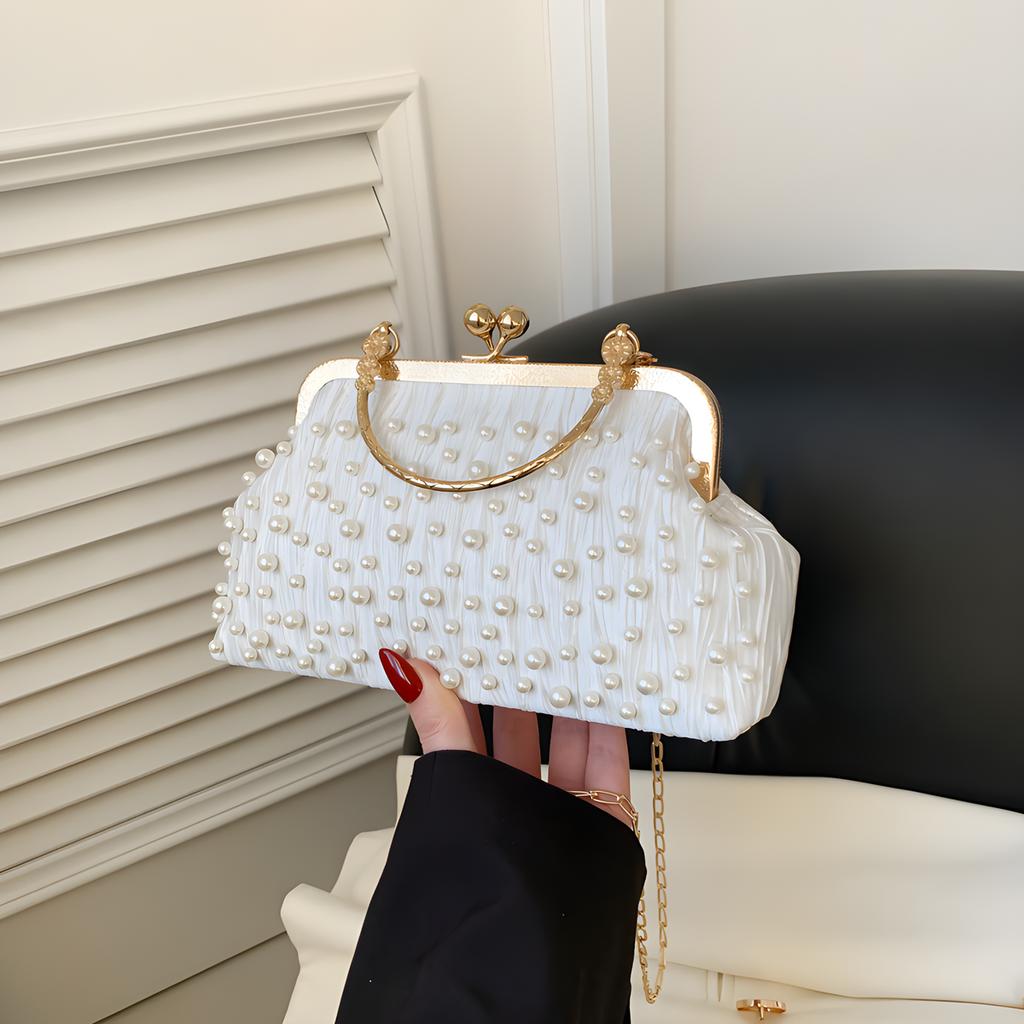 Pearl Clutch Purses for Women Evening Handbag Wedding Bridal Crossbody Bag for Women Prom Wedding Party Clutch