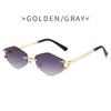 Retro Polygonal Sunglasses for Women Fashion Rimless Irregular Square Ladies Sun glasses Shades Retro Alloy Eyewear