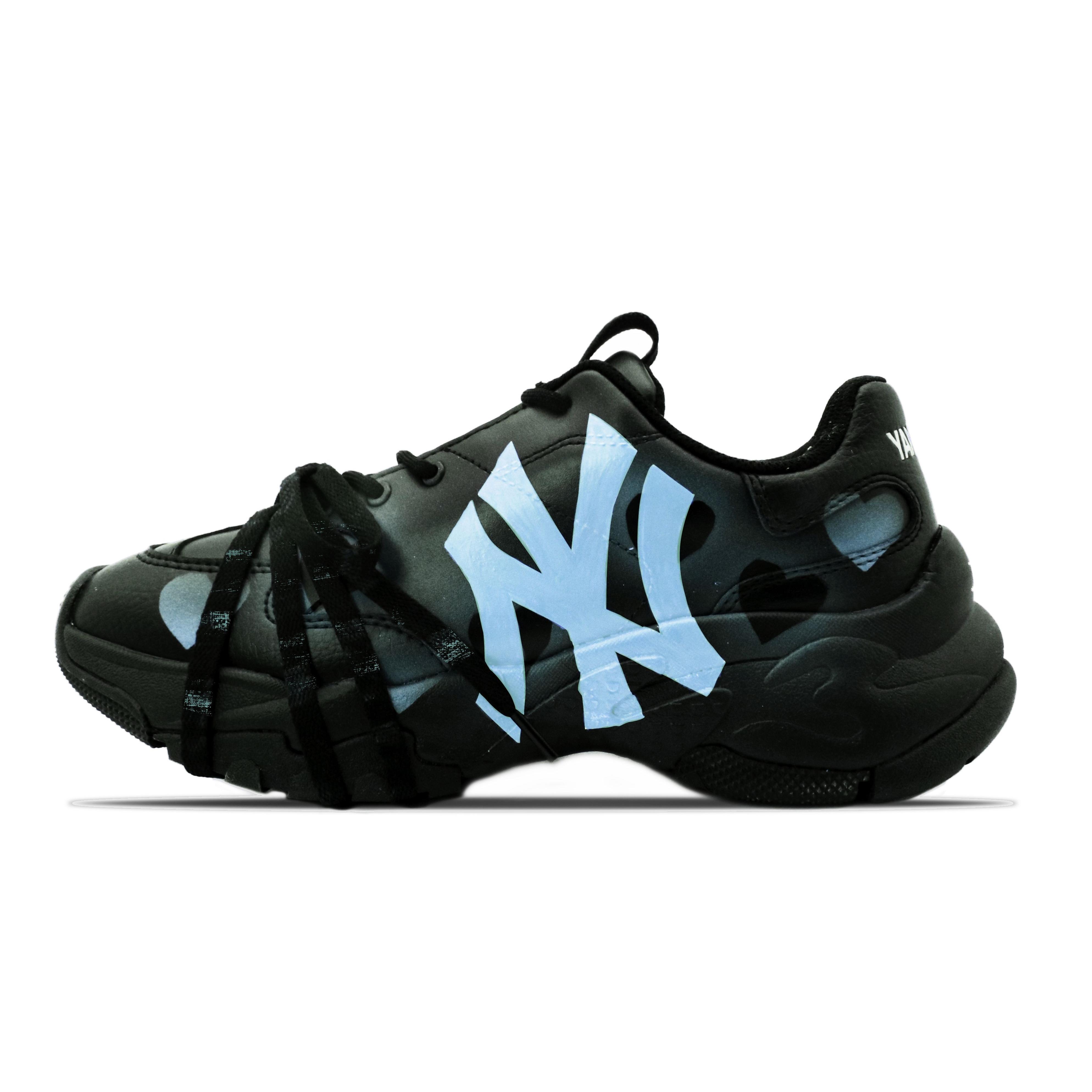 

MLB Big Ball Chunky Artificial Leather Abrasion Resistant Height Increasing Low top Chunky Sneakers Unisex Black Blue 3ASHC101N-50BKL(Team147-) 38