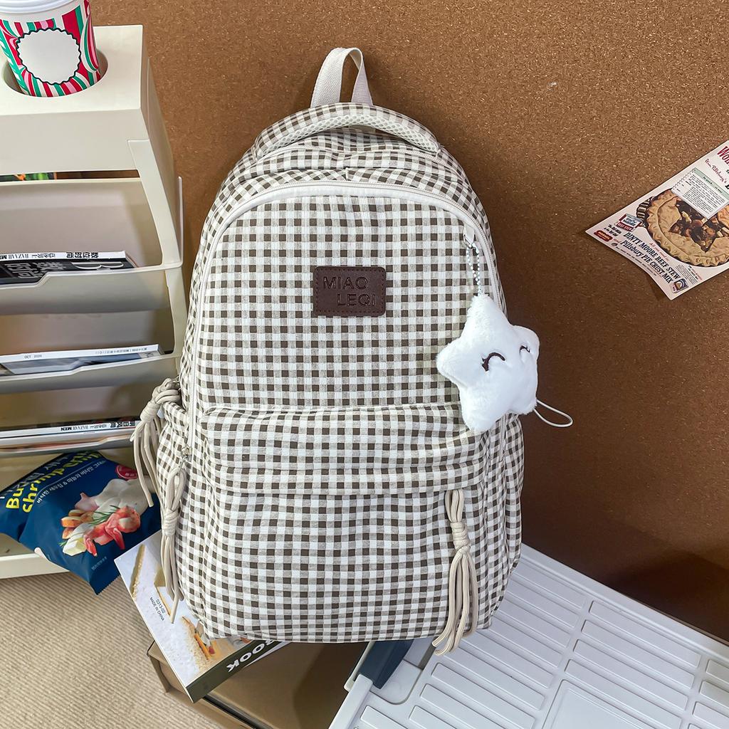 Schoolbag High Value Mori Small Fresh Plaid Girl Heart Travel Backpack Korean Version Ins Style Student Party Class Backpack