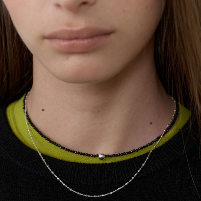 LOVE ME MONSTER Onyx & Ball Necklace (L253MNK040)