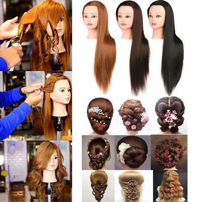 Hlava figuríny s vlasy pro styling, barvení, stříhání, kadeřnický výcvikový model