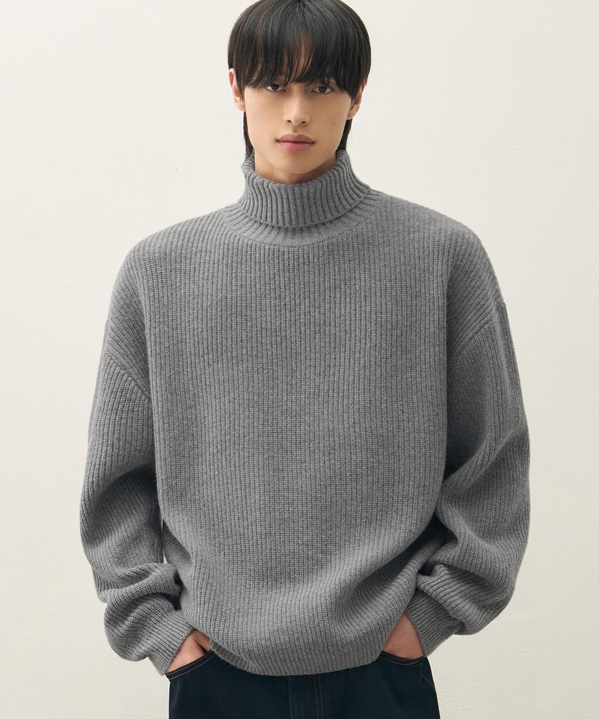 DRAW FIT Lambswool Hacci Turtleneck Knit [2 Colors]