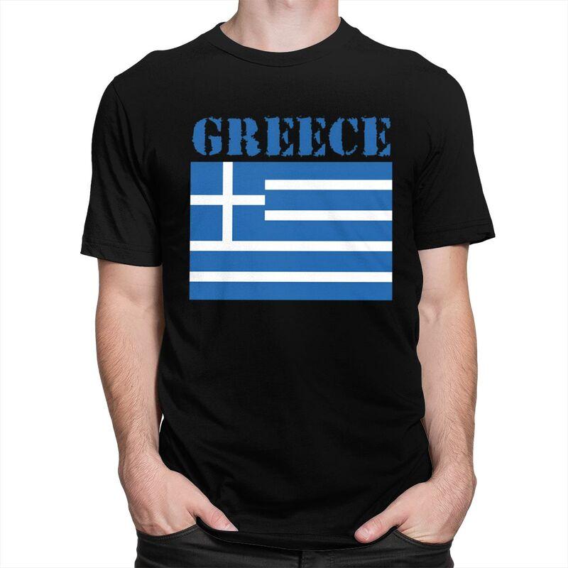 Individuelles Griechenland Flaggen T-Shirt für Herren Kurzarm T-Shirt Cooles T-Shirt Lockerer Schnitt Reines Baumwoll-T-Shirt Geschenkidee