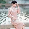 Embroidery Pink Velvet Winter Clothing National Style New Chinese Long-sleeved Improved Cheongsam Winter Thick Women's High-end Dress