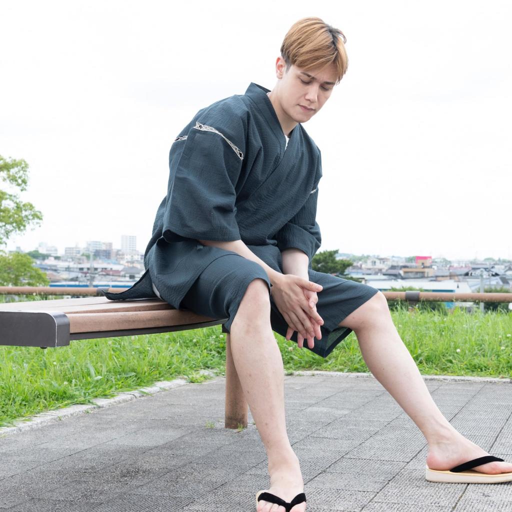 cool to Japanese summer large sizes relaxing navy 3L [Edoten] Shijira-woven Jinbei, 100% cotton, wear, clothing, clothing, men's, M/L/LL/3L/4L/5L,
