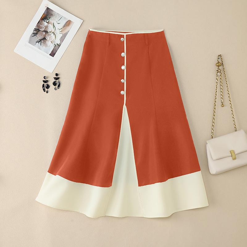 

ZANZEA Женские летние повседневные миди-юбки в стиле пэчворк S оранжевый